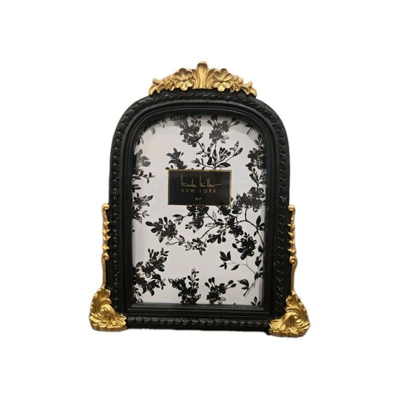 New Nicole Miller Black Gold BOHO Floral Hollywood Regency Picture Frame 5x7 - Picture 2 of 3